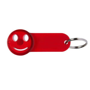 CASPAR nøglevedhæng m. indkøbsmønt - Rød transparent